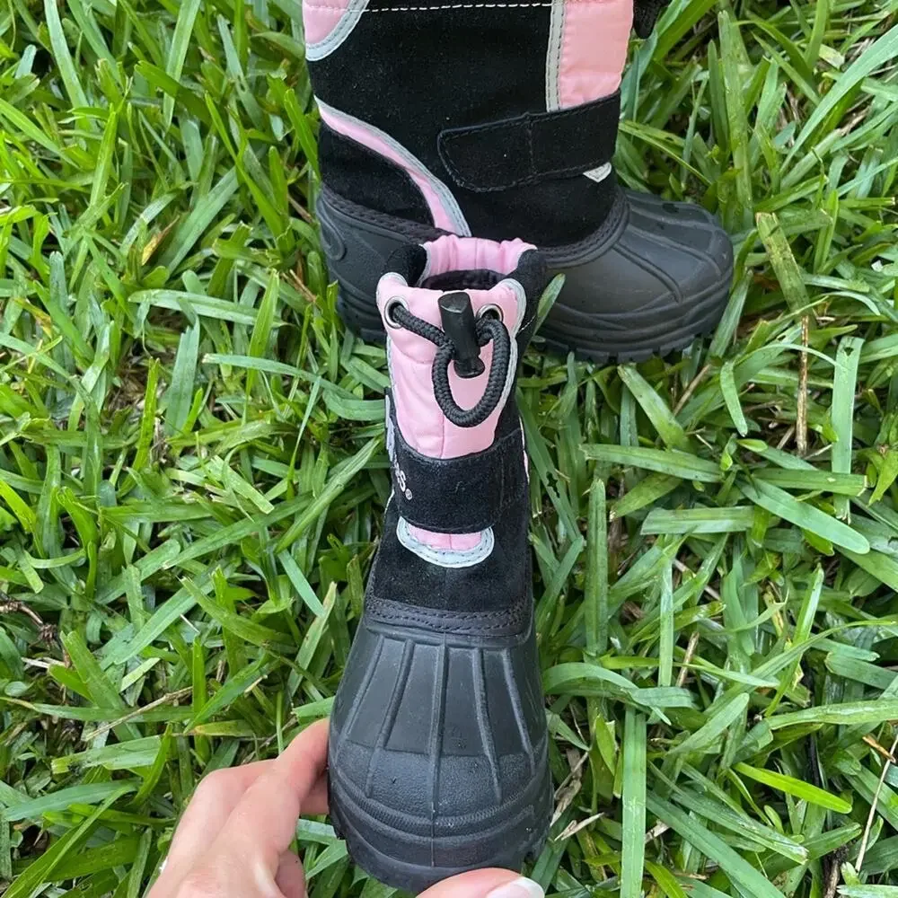 Totes Winter Snow Boots Girls Black Light Pink Waterproof Shell